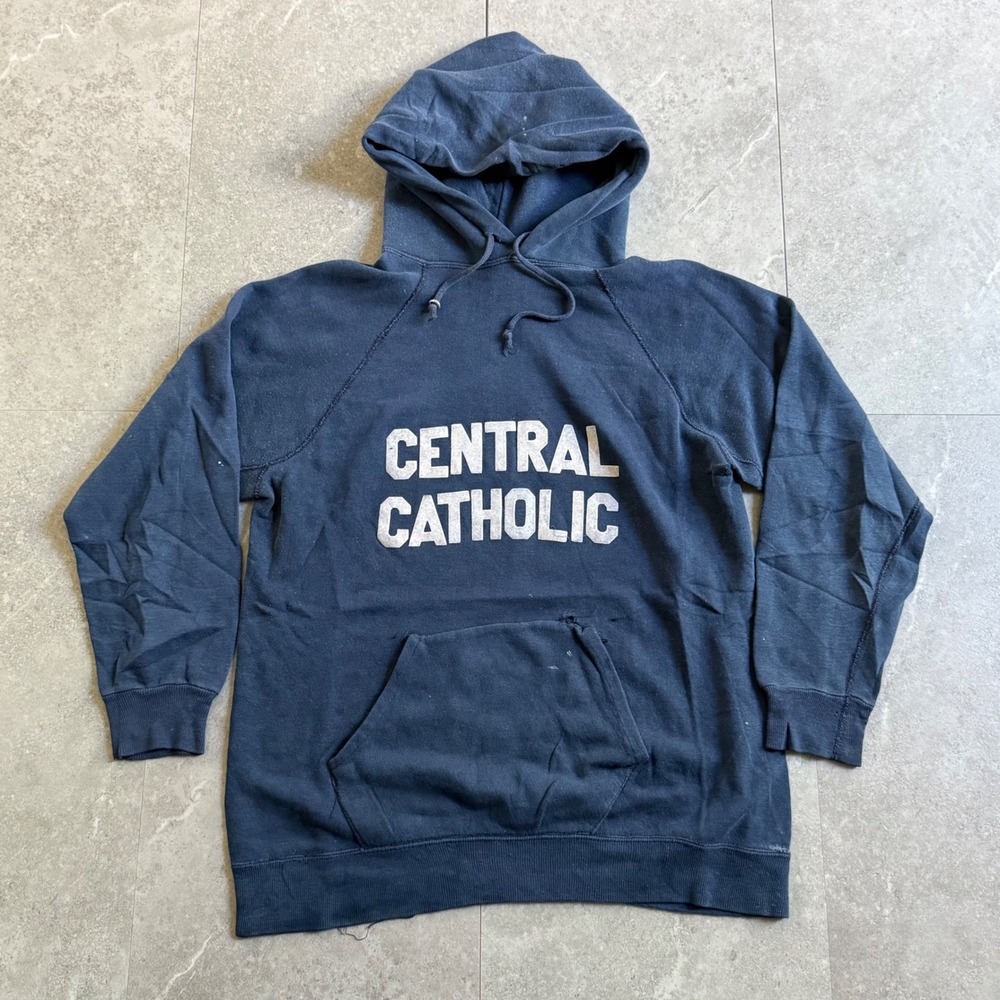 Vintage 70s Central Catholic Ace 15 Navy Hoodie Medium
